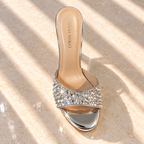 Feathered Embellished Stiletto Slipper