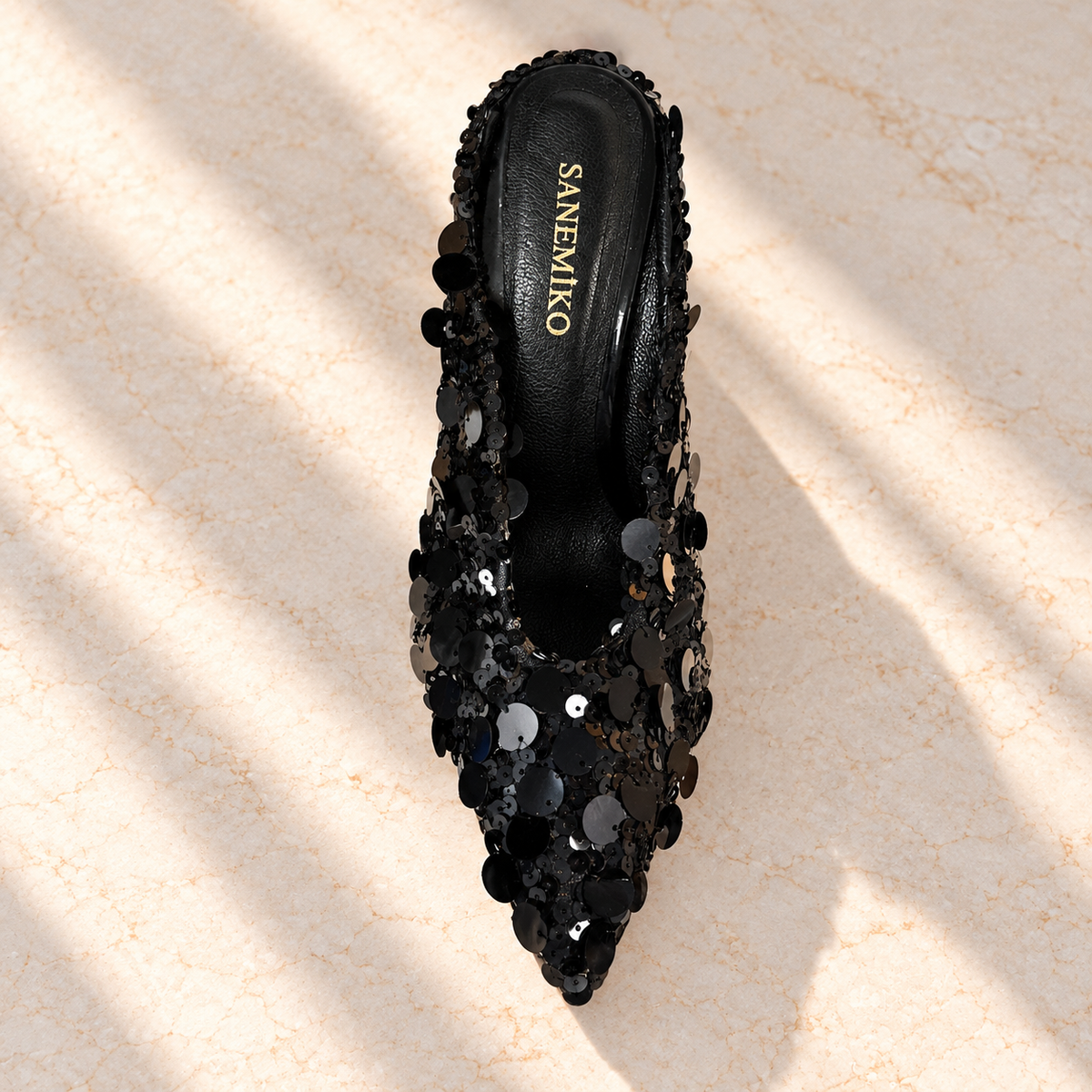 Feathered Embellished Stiletto Slipper